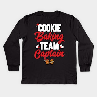 Cookie Baking Team Captain Women Funny Matching Family Christmas Kids Long Sleeve T-Shirt